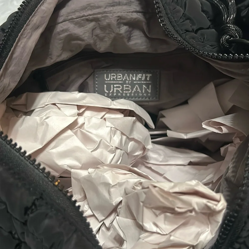 Urban Outfitters Quilted Tote Bag Puffer Hobo Purse Crossbody Black NWT
